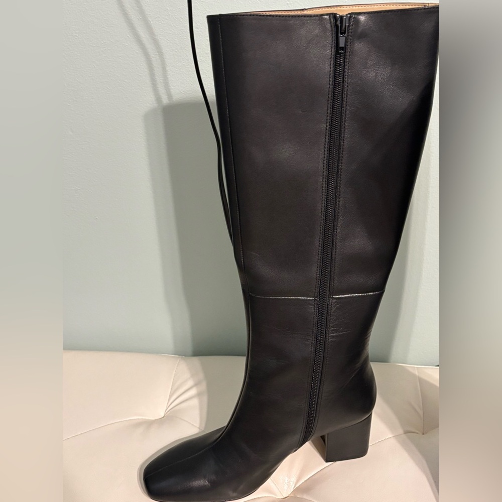 Ann Taylor Elegant Black Leather Knee-High Boots Size 8.5 Women New without Box - Picture 4 of 10